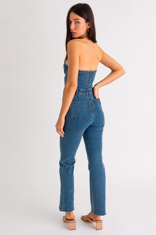 Tube Denim Jumpsuit