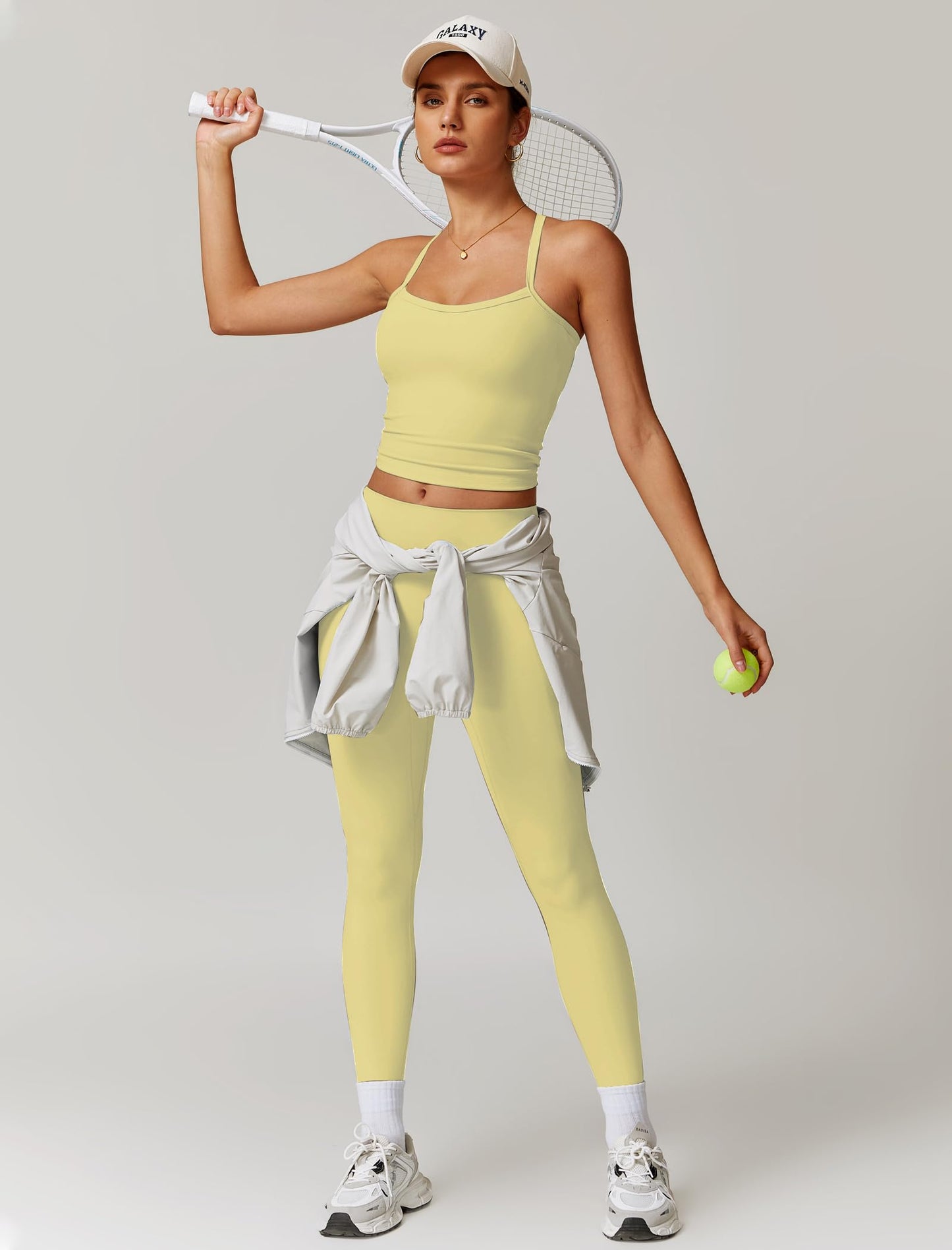 Womens Workout Sets Two Piece Cross Back Tank Top Matching High Waist Leggings Sets Gym Outfits Work Out Clothes
