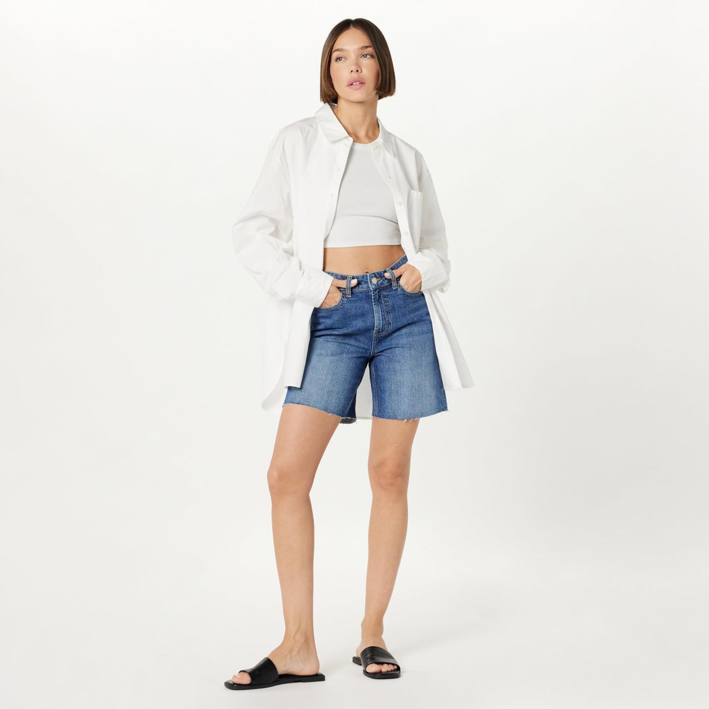 The Drop Women's Mari Long Relaxed Denim Short