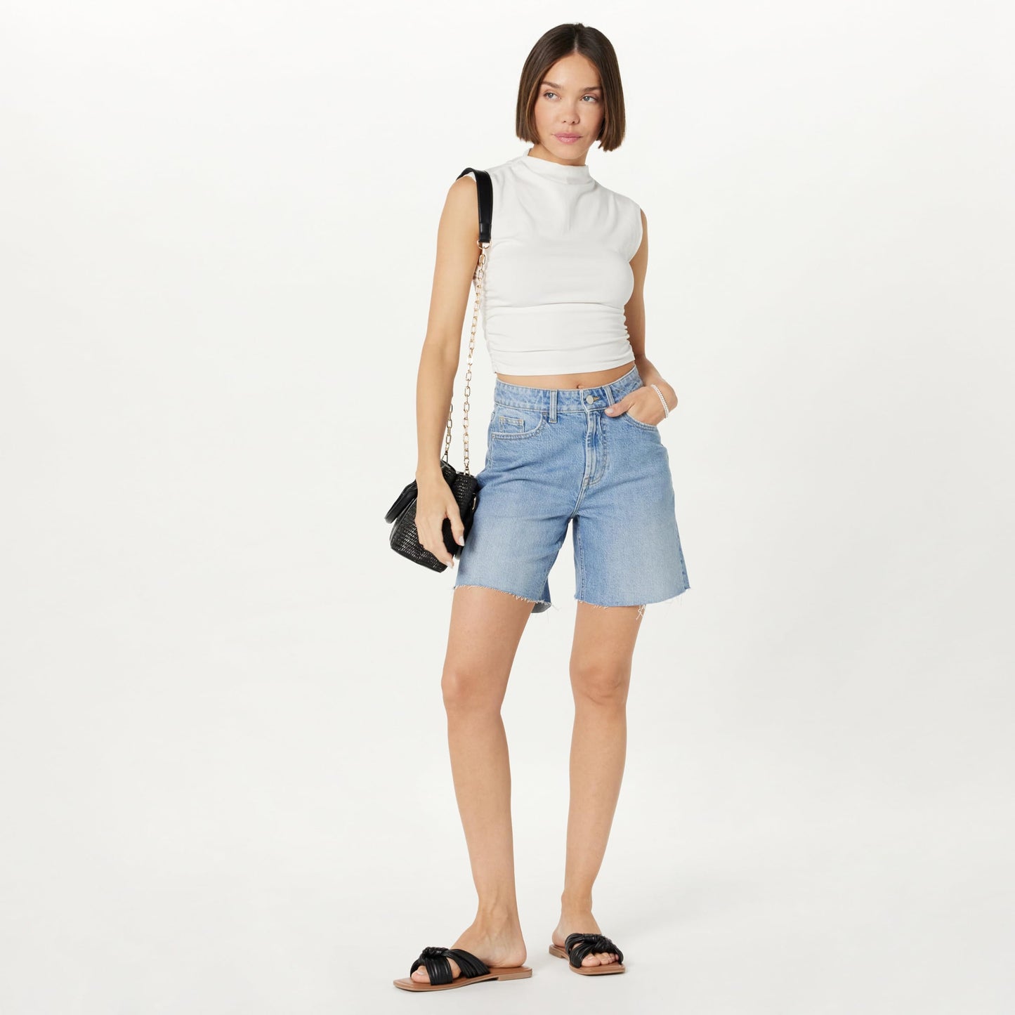 The Drop Women's Mari Long Relaxed Denim Short