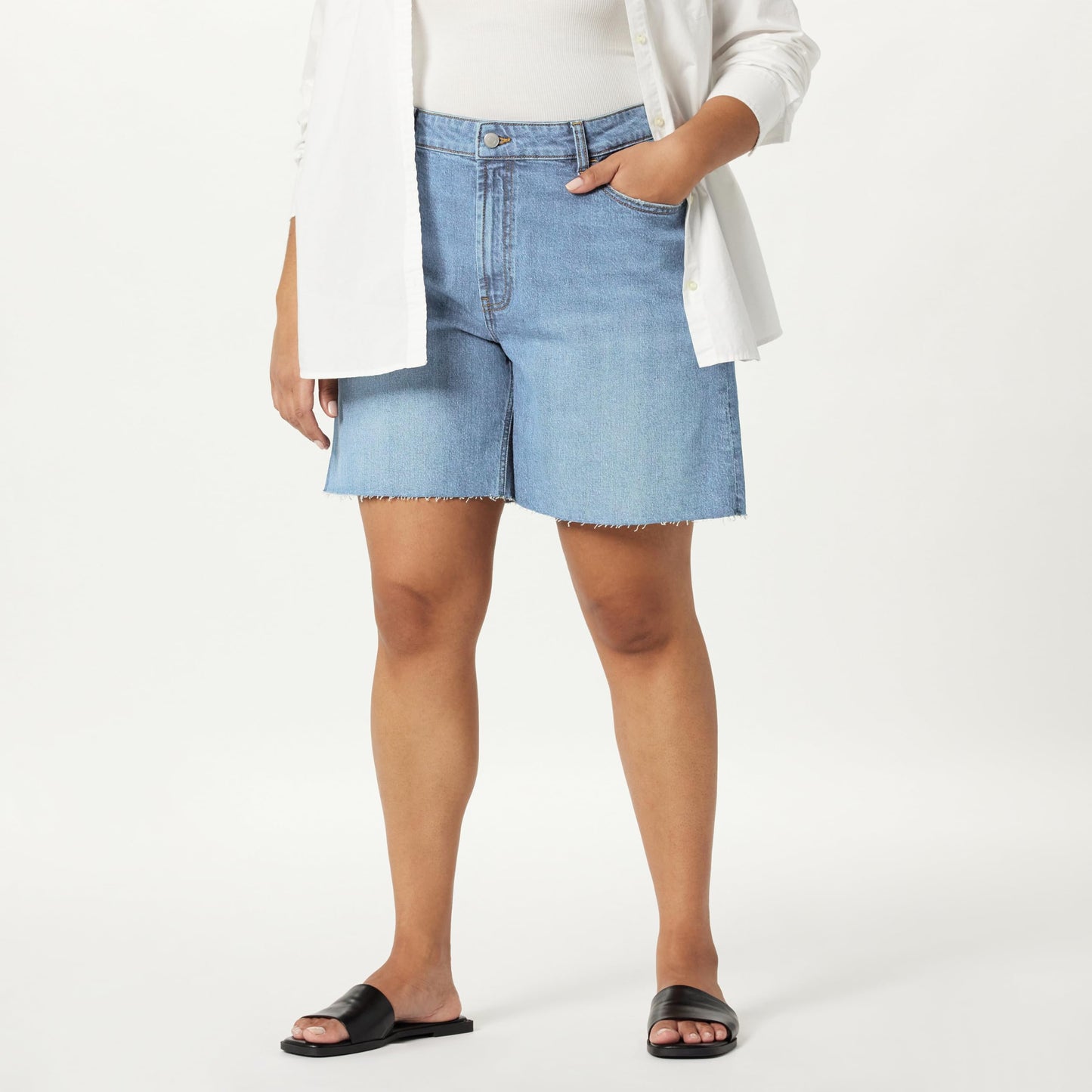 The Drop Women's Mari Long Relaxed Denim Short